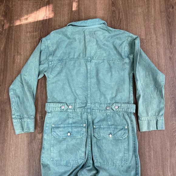 NEW Free People / We The Free / Geronimo Jean Jumpsuit Coverall Teal Green Sz M - Picture 14 of 16
